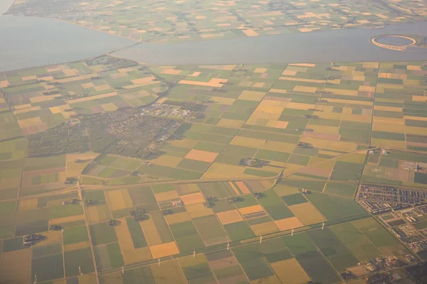 Vue Masse Terrestre Vue Depuis Une Fenêtre Avion Venise Schiphol — Photo