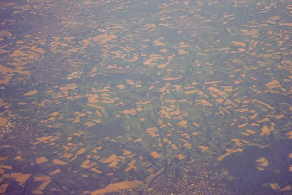 Vista Massa Terrestre Vista Uma Janela Avião Veneza Schiphol Europa — Fotografia de Stock