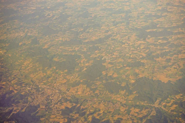 Vista Massa Terrestre Vista Uma Janela Avião Veneza Schiphol Europa — Fotografia de Stock