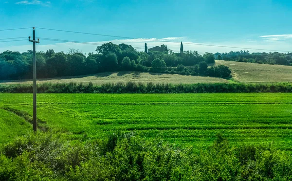 Европа Италия Рим Флоренцию Поезд Крупным Планом Пышной Зеленой Области — стоковое фото
