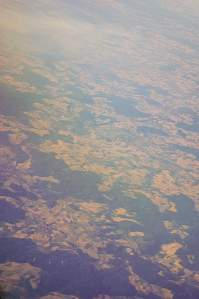 Vista Massa Terrestre Vista Uma Janela Avião Veneza Schiphol Europa — Fotografia de Stock