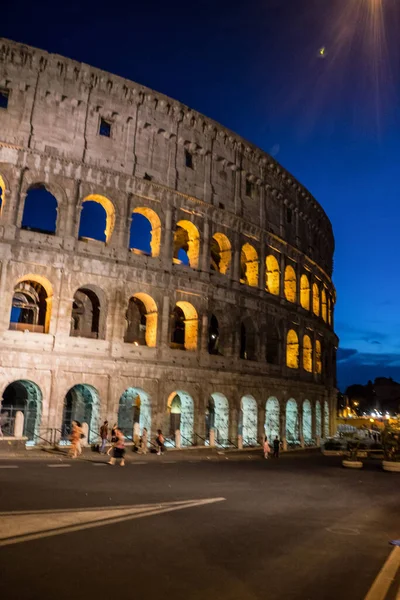 Roma Giugno 2018 Notte Grande Colosseo Romano Colosseo Colosseo Noto — Foto Stock