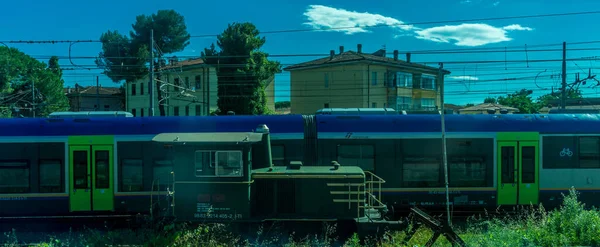 Florence Italy June 2018 Trenitalia Work Cargo Train Outskirts Florence — Stock Photo, Image