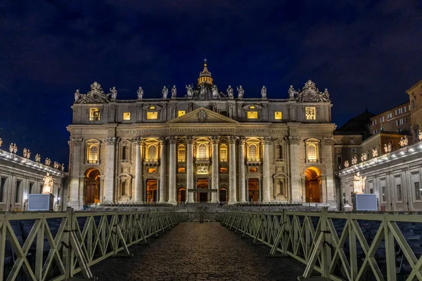 바티칸 2018 Peters Basilica Square Vatican City Night — 스톡 사진