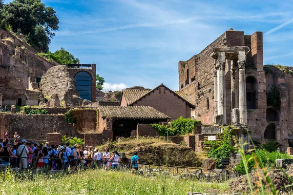 Rome Italië Juni 2018 Oude Ruïnes Van Tempel Van Castor — Stockfoto