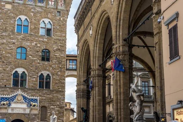 Florencia Italia Junio 2018 Palazzo Vecchio Piazza Della Signoria Florencia —  Fotos de Stock