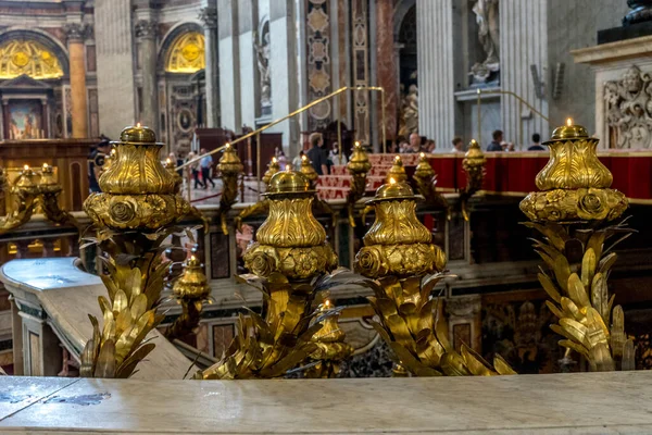 Vatikánváros Olaszország 2018 Június Szent Péter Bazilika Díszített Belső Terei — Stock Fotó