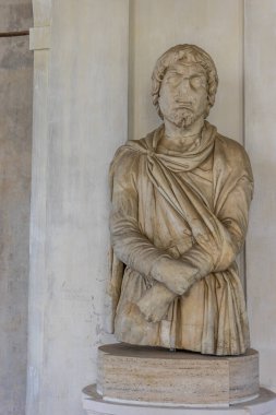 Roma, İtalya - 24 Haziran 2018: Roma 'daki Roma Forumundaki antik kalıntılar, Palatine Tepesi