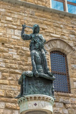 Florence, İtalya - 25 Haziran 2018: İtalya 'nın Floransa kentinde bulunan Piazza della Signoria' daki Palazzo Vecchio