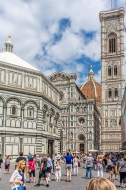 Floransa, İtalya - 25 Haziran 2018: Santa Maria del Fiore Katedrali muhteşem Rönesans Kubbesi tasarlanmış Filippo Brunelleschi