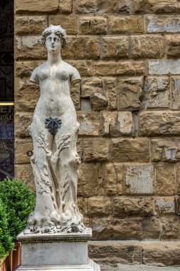 Florence, İtalya - 25 Haziran 2018: İtalya 'nın Floransa kentinde bulunan Piazza della Signoria' daki Palazzo Vecchio