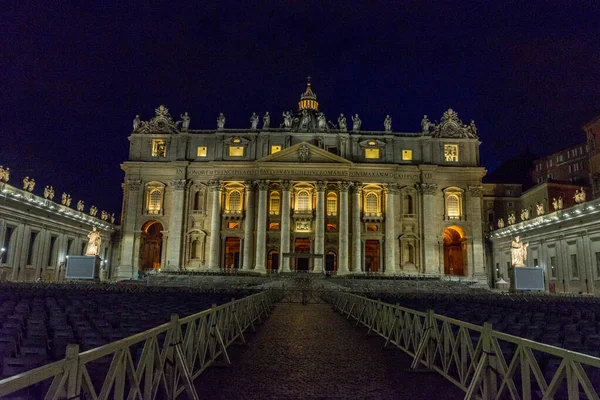 Cidade Vaticano Itália Junho 2018 Basílica São Pedro Iluminada Com — Fotografia de Stock