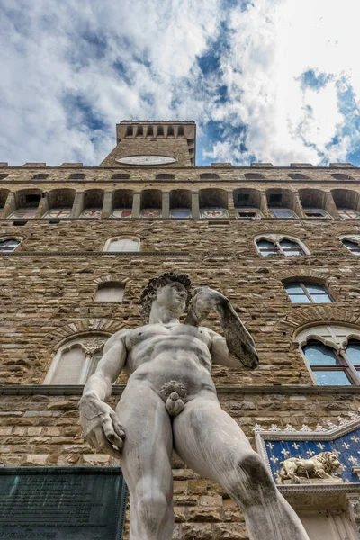 Firenze Italia Giugno 2018 Statua Del David Palazza Vecchio Piazza — Foto Stock