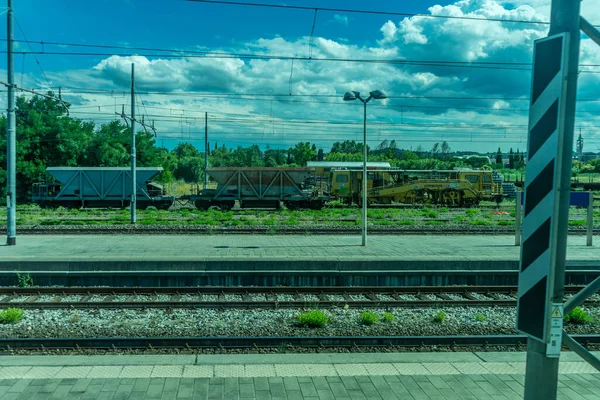 Florence Italy June 2018 Trenitalia Work Cargo Train Outskirts Florence — Stock Photo, Image