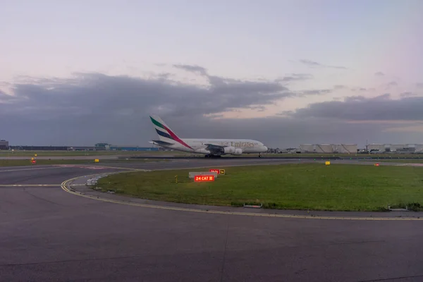 Amsterdam Schiphol Června 2018 Emirates A380 Plane Schiphol Airport — Stock fotografie