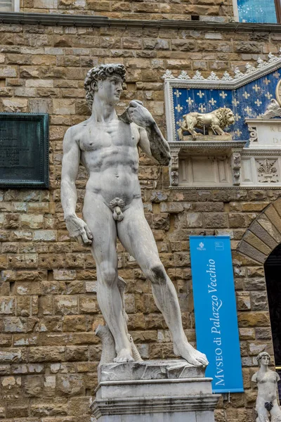 Florenz Italien Juni 2018 David Statue Palazza Vecchio Piazza Della — Stockfoto