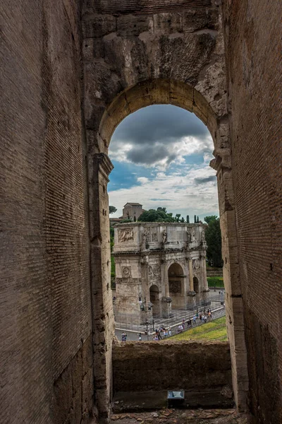 Roma Italia Junio 2018 Arco Constantino Del Foro Romano Visto —  Fotos de Stock