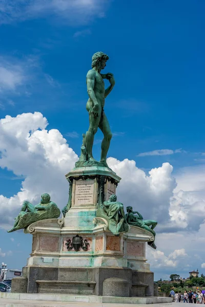 Florencia Italia Junio 2018 Turistas Estatua Miguel Ángel David Piazzale — Foto de Stock