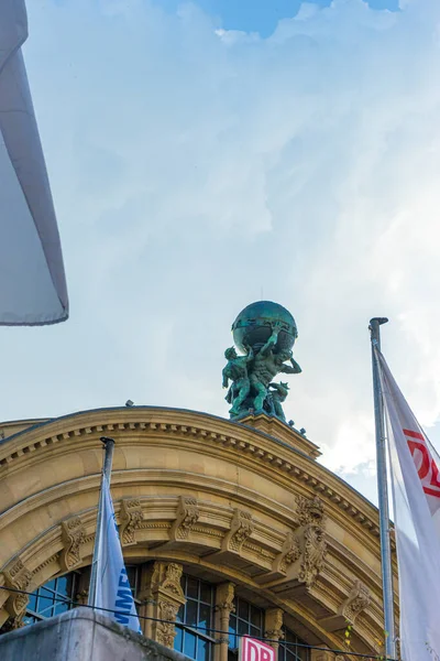 Frankfurt Alemanha Maio 2018 Pôr Sol Estação Ferroviária Bahnhof Frankfurt — Fotografia de Stock