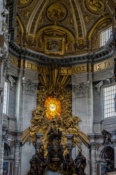 Vatican City, Italy - 23 June 2018: Decorated interiors of Saint Peter's Basilica at St. Peter's Square in Vatican City