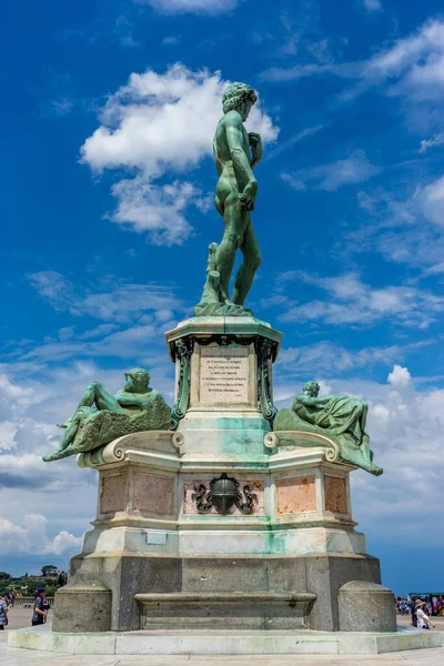 Florencie Itálie Června 2018 Turisté Sochy Michelangela Davida Náměstí Piazzale — Stock fotografie