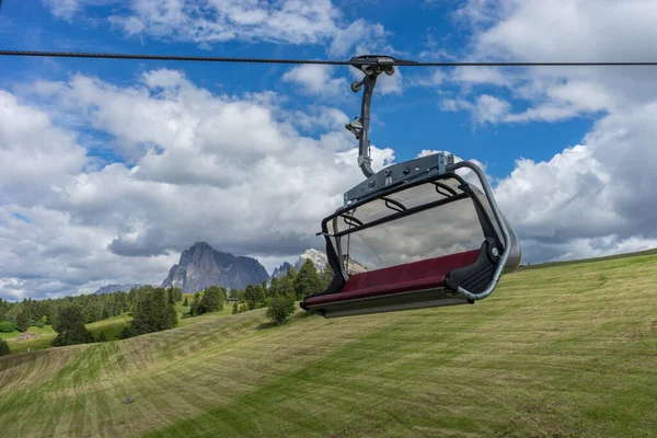 Kolejka Linowa Panorama Seiser Alm Puflatsch Bullaccia Alpe Siusi Włoszech — Zdjęcie stockowe