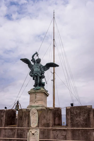 Roma Italia Junio 2018 Estatua San Miguel Castel Sant Angelo —  Fotos de Stock