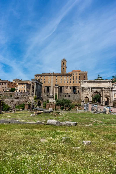 Roma Itália Junho 2018 Antigas Ruínas Templo Apolo Fórum Romano — Fotografia de Stock