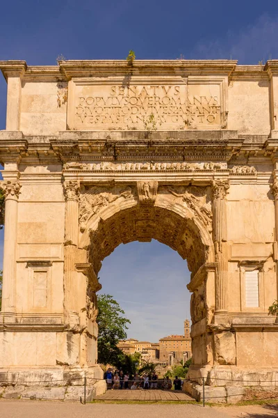 이탈리아 2018 Arch Titus Sacra Roman Forum Italy — 스톡 사진