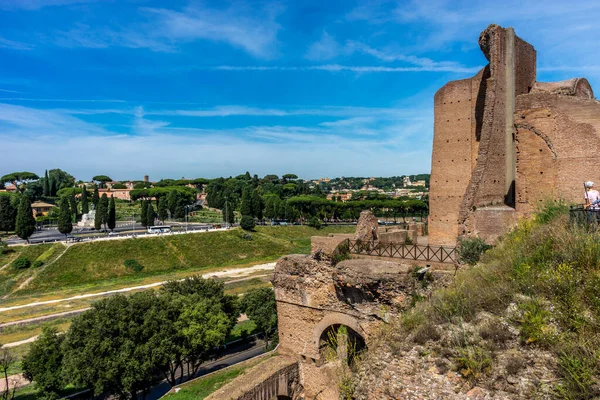 Rome Italië Juni 2018 Oude Ruïnes Van Circus Maximus Vallei — Stockfoto