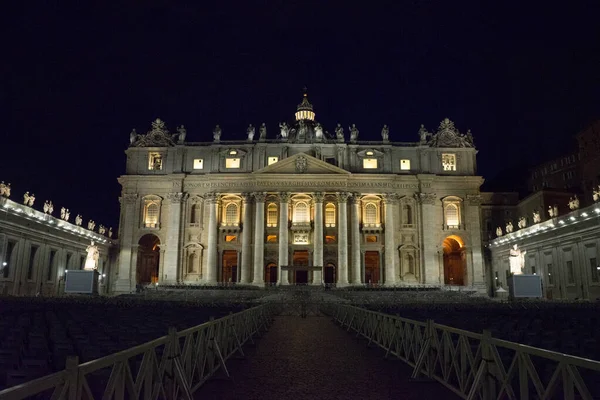 Cidade Vaticano Itália Junho 2018 Basílica São Pedro Iluminada Com — Fotografia de Stock