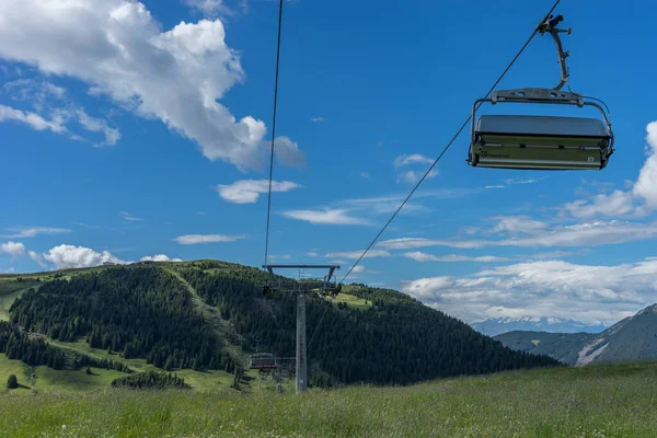 Panorama Cable Car Lift Seiser Alm Puflatsch Bullaccia Alpe Siusi Stock Photo