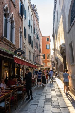 Venedik, İtalya - 30 Haziran 2018: Venedik, İtalya 'da Marco Polo Restoranı