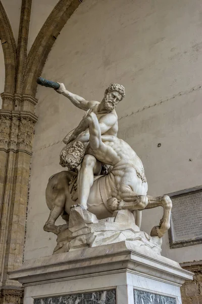 Firenze Giugno 2018 Statua Ercole Nessus Alla Loggia Dei Lanzi — Foto Stock