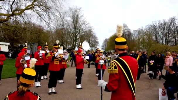 Leiden Holandia Marca 2019 Zespół Muzyczny Grający Keukenhoff Holandia — Wideo stockowe