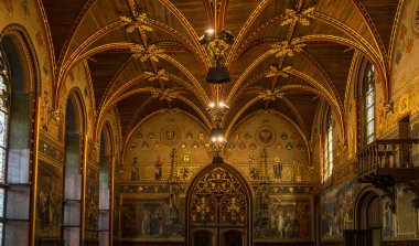 Gotik Salon, 19. yüzyılın sonlarında Stadhius belediye binası Brugge, Belçika, Avrupa 'da yapılmış.