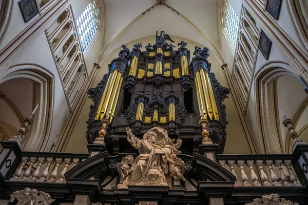 Órgão Tubos Catedral São Salvador Sint Salvatorskathedraal Brugge Bélgica Europa — Fotografia de Stock