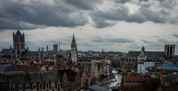 Horizonte Ciudad Gante Vista Desde Castillo Gravensteen Gante Bélgica Europa —  Fotos de Stock