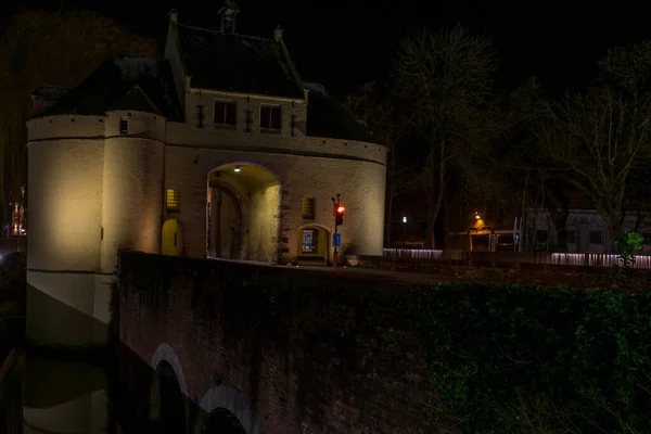 Bélgica Bruges Smedenpoort Noite — Fotografia de Stock