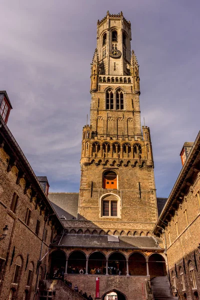 Avrupa Belçika Bruges Çanı Bruges Çanı Arkasında Bruges Çanı Olan — Stok fotoğraf