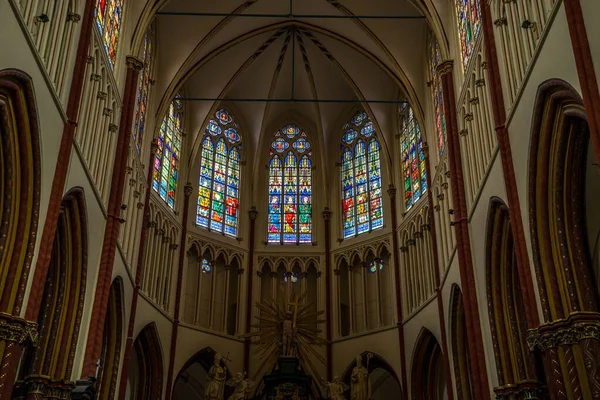 Saviours Katedrali Nin Cam Penceresindeki Çizimler Sint Salvatorskathedraal Brugge Belçika — Stok fotoğraf