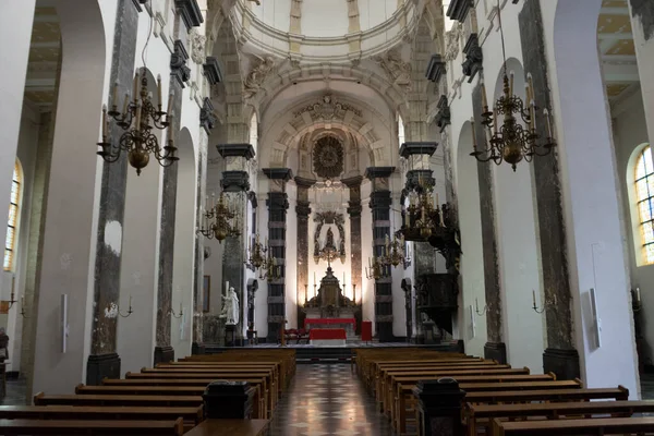 Interiéry Kostela Bruselu Belgie Kde Lidé Mohou Sedět Modlit Před — Stock fotografie