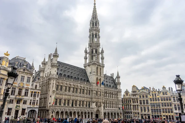 Der Palast Von Brüssel Beleuchtet Tag Auf Dem Marktplatz Brüssel — Stockfoto