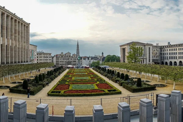Tuinen Van Kunst Belfort Van Het Stadhuis Brussel België Europa — Stockfoto