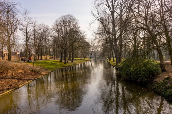 Belgio Bruges Lago Amore Minnewater — Foto Stock