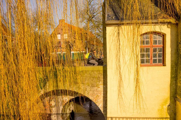 Belgio Bruges Una Porta Con Finestra Smedenpoort — Foto Stock