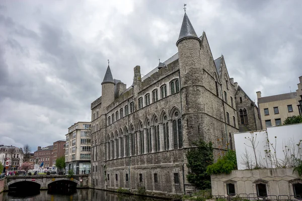 Gent Belçika Daki Saint Bavo Katedrali Gri Gökyüzü Ile Avrupa — Stok fotoğraf