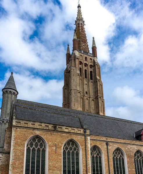 Tower Church Our Lady Brugge Belgium Europe Bright Summer Day — стоковое фото