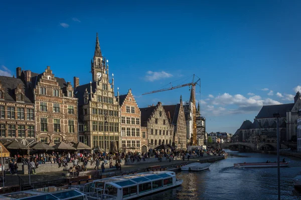 Leie Riva Del Fiume Gand Belgio Europa Una Giornata Sole — Foto Stock