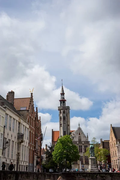 Jan Van Eyck Meydanı Spiegelrei Brugge Belçika Avrupa — Stok fotoğraf